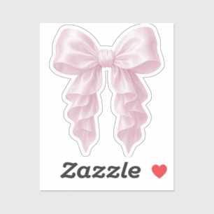 Pink Cascade Ruffle Bow Elegant Posh Girly Sticker