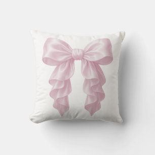 Pink Cascade Ruffle Bow Elegant Posh Girly Throw Pillow