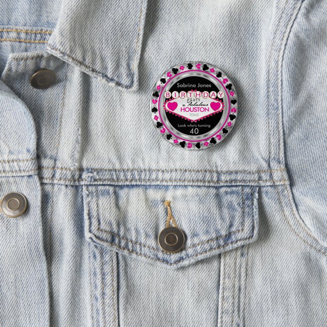 Pink Casino Birthday Party  - DIY City & State Button (In Situ)