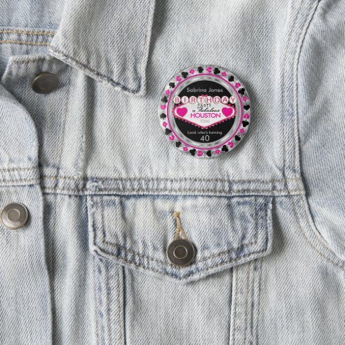 Pink Casino Birthday Party  _ DIY City  State Button