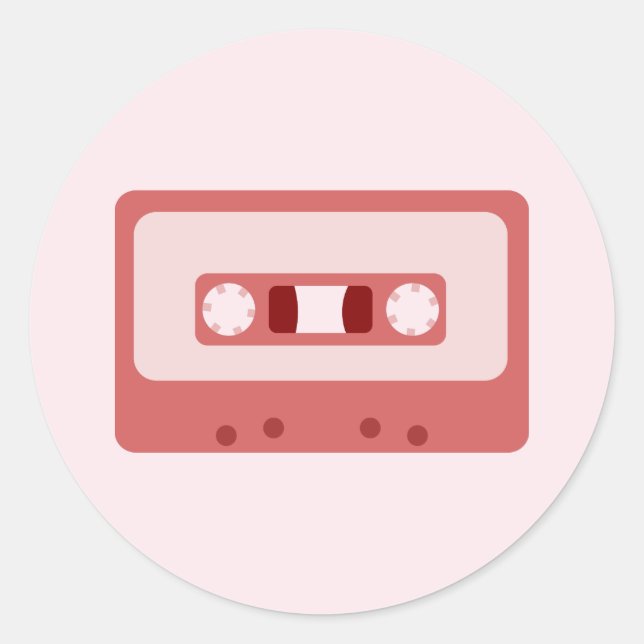 Pink Cassette Classic Round Sticker (Front)
