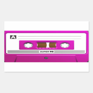 Pink cassette tape rectangular sticker