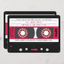 Pink Cassette Tape Retro 80s Birthday Party Invita Invitation