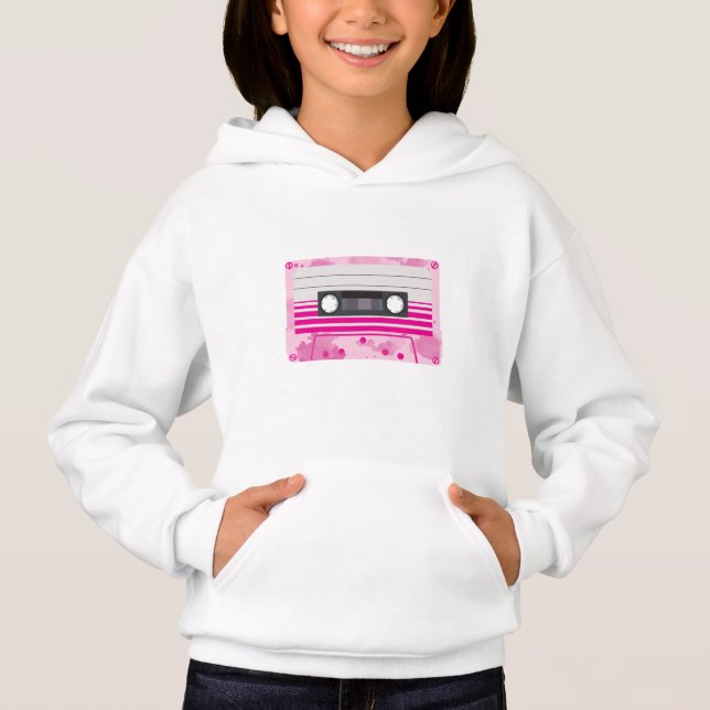 Pink Cassette Tape with Pink Splashes Hoodie (Front)