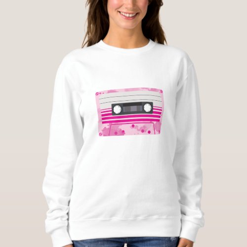 Pink Cassette Tape with Pink Splashes Sweatshirt