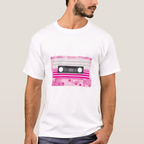 Pink Cassette Tape with Pink Splashes T_Shirt