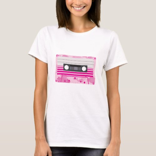 Pink Cassette Tape with Pink Splashes T_Shirt