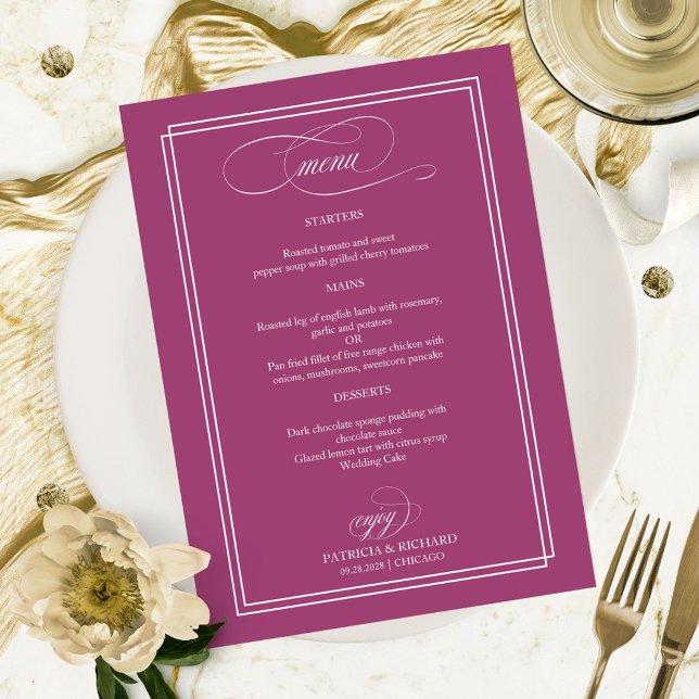 Pink Cassis Elegant Wedding Menu (Creator Uploaded)