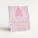 Pink Castle Girl Baby Shower Welcome Poster at Zazzle
