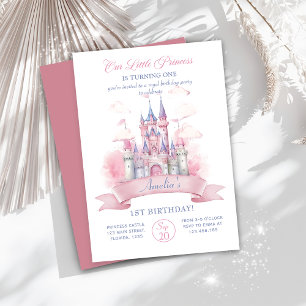Pink Castle Kingdom Princess Birthday Invitation