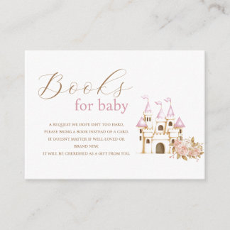 Pink Castle Princess Baby Shower Books for baby Enclosure Card