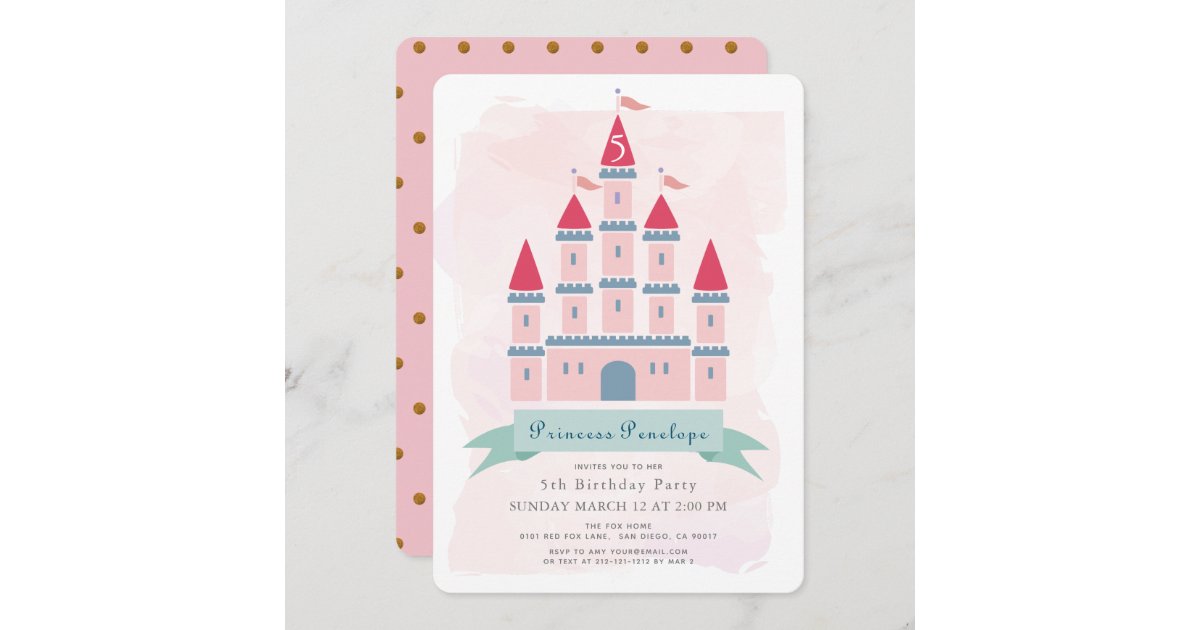 Pink Castle Princess Girl Birthday Invitation | Zazzle