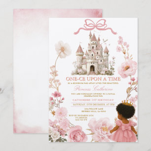 Pink Castle Princess One-ce Upon A Time Birthday I Invitation