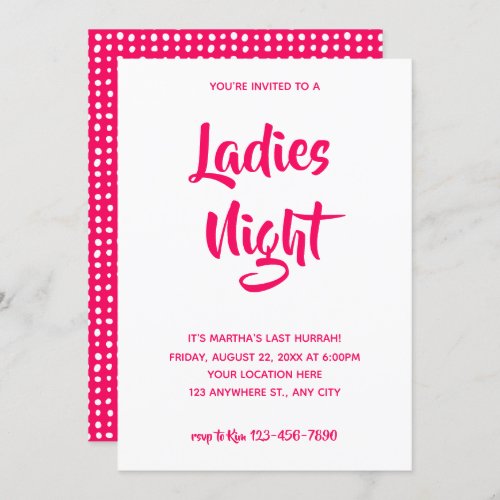 Pink Casual Script  Ladies Night Bridal Shower Invitation
