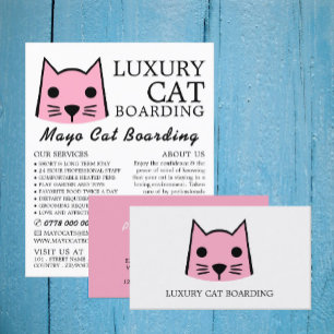 Pink Cat, Cat Boarding, Cattery Advertising Flyer