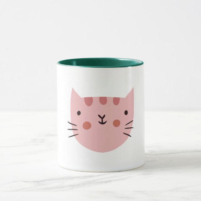 Pink Cat Cute Funny  Mug (Center)