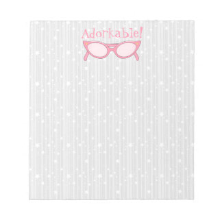 Pink Cat Eye Glasses - Personalize It Notepad