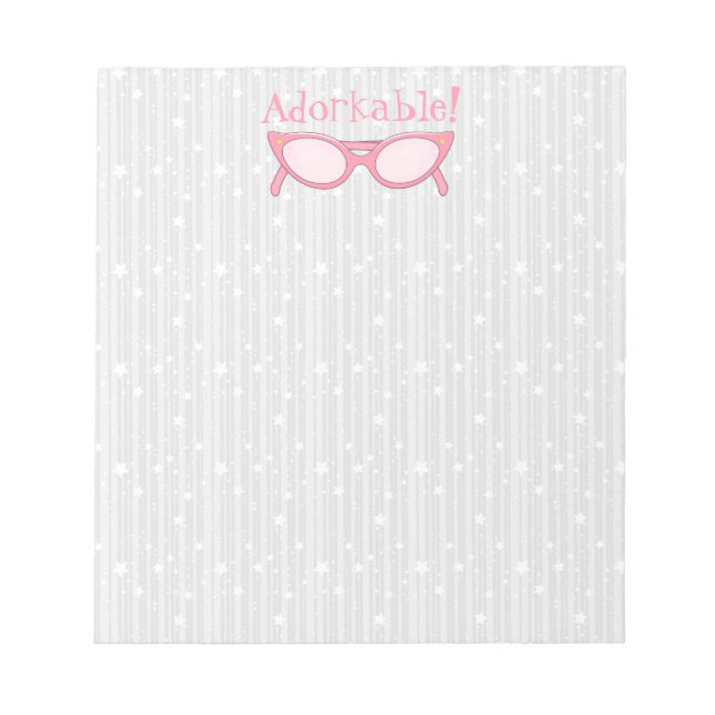 Pink Cat Eye Glasses - Personalize It Notepad (Front)