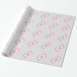 Pink Cat Eye Glasses - Personalize It Wrapping Paper
