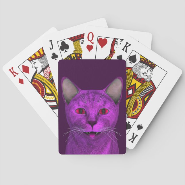Pink Cat Face Poker Cards (Back)