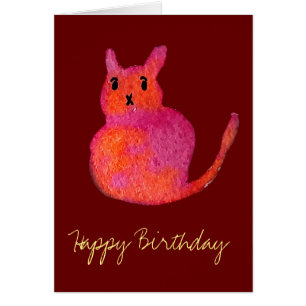 Pink cat funky cute kitty cards