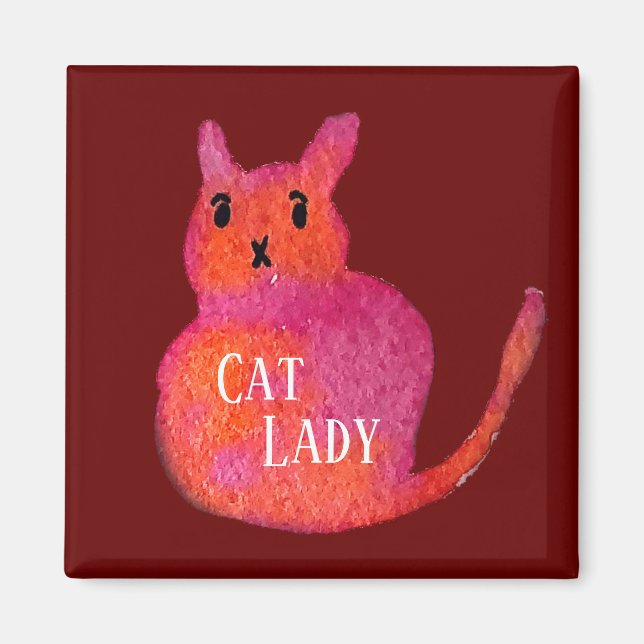 Pink cat funky cute kitty magnet (Front)