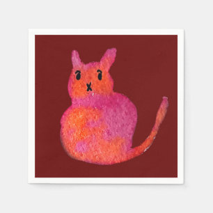 Pink cat funky cute kitty napkins