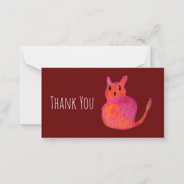 Pink cat funky cute kitty note card (Front)