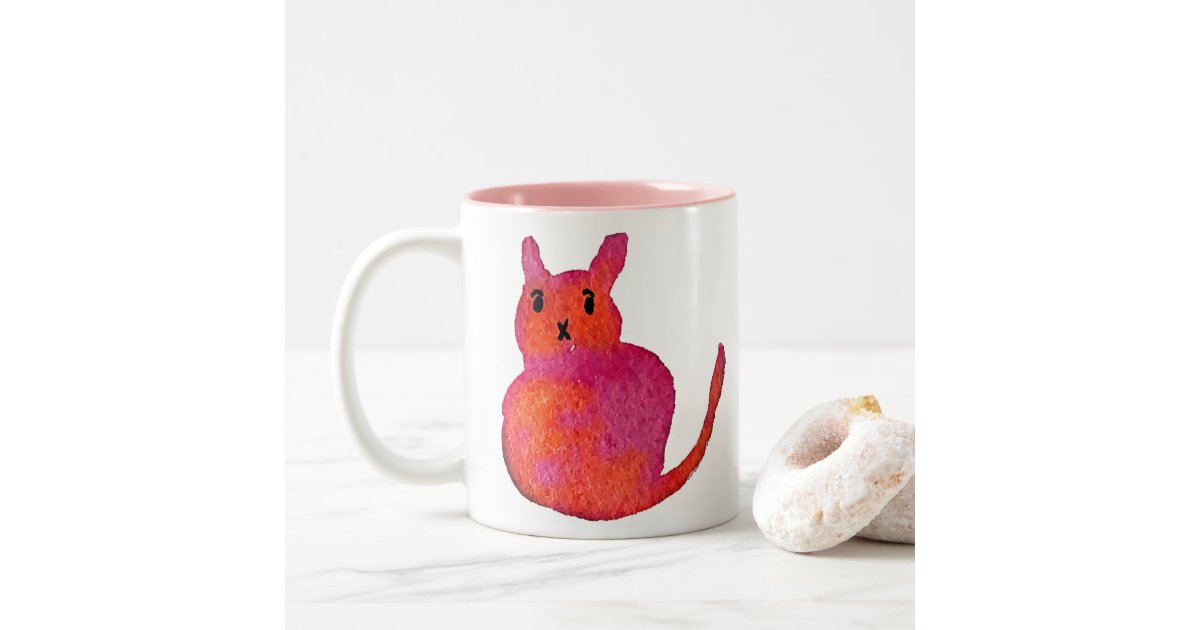 Funky Kitty Pink cat funky cute kitty Two-Tone coffee mug | Zazzle