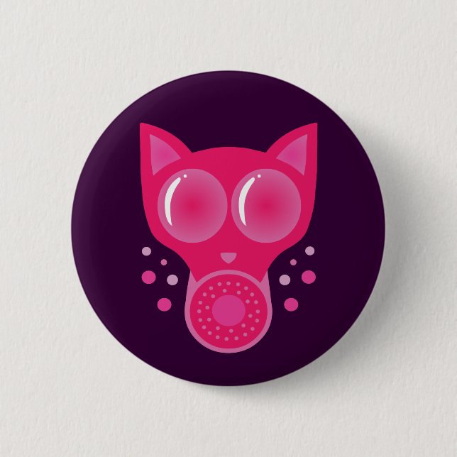 Pink Cat Gas Mask Button (Front)