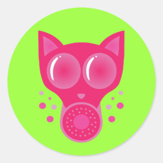 Pink Cat Gas Mask Classic Round Sticker