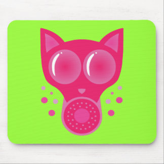 Pink Cat Gas Mask Mouse Pad