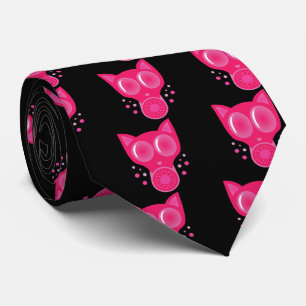 Pink Cat Gas Mask Neck Tie
