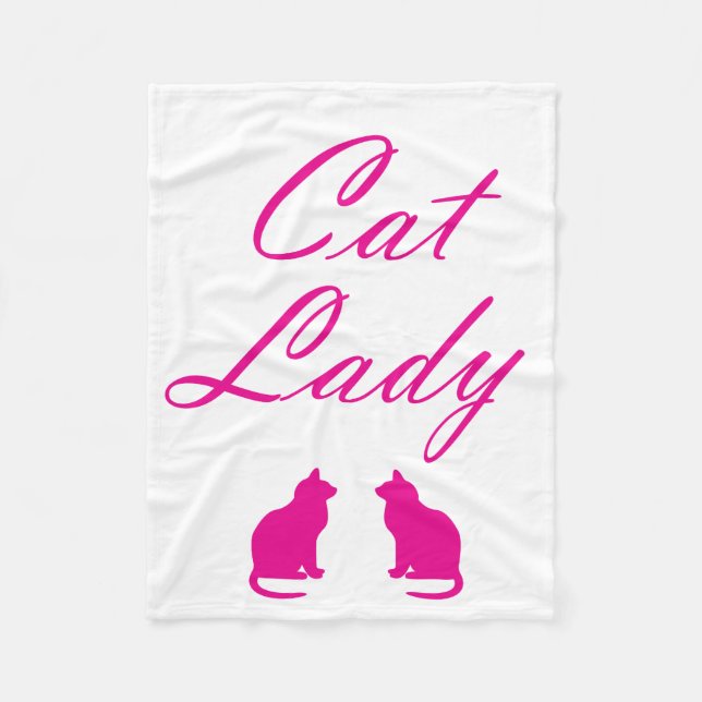 Pink cat lady fleece blanket (Front)