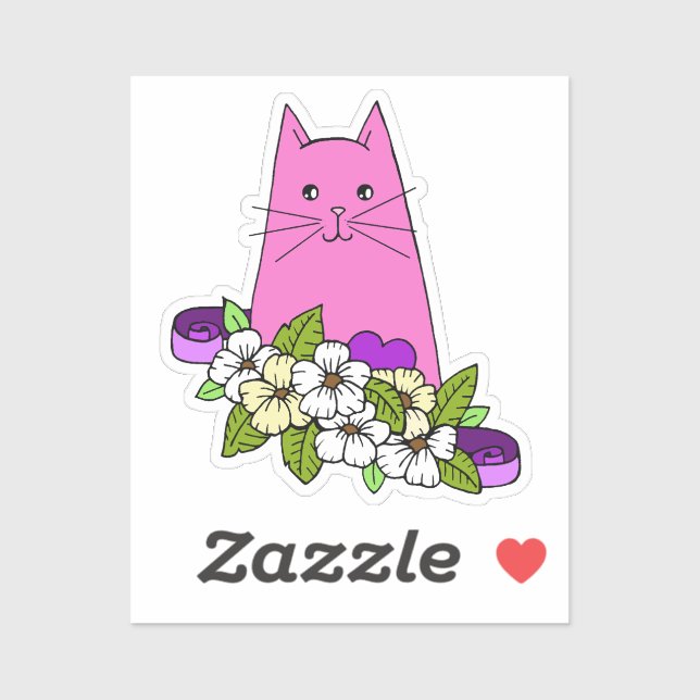 Pink Cat Laptop Sticker (Sheet)