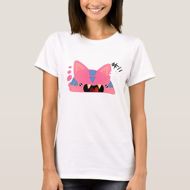 Pink cat-like monster T-Shirt (Front)