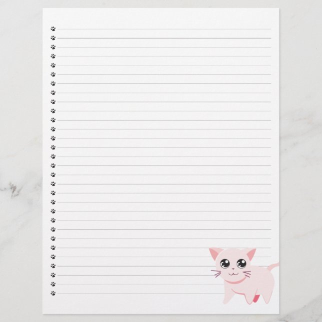 Pink Cat Lined Letterhead (Front)
