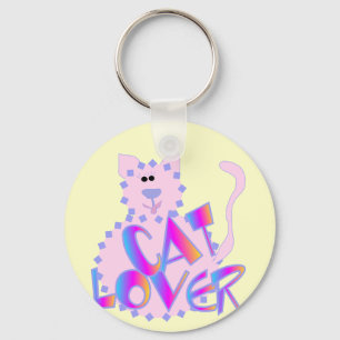 Pink Cat Lover Tshirts and Gifts Keychain