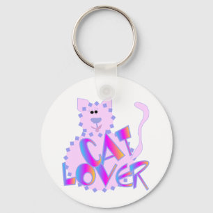 Pink Cat Lover Tshirts and Gifts Keychain