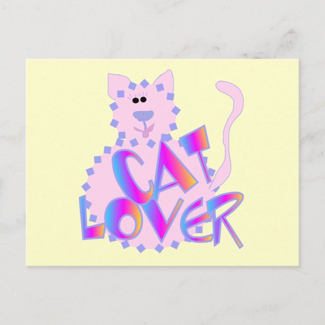 Pink Cat Lover Tshirts and Gifts Postcard (Front)