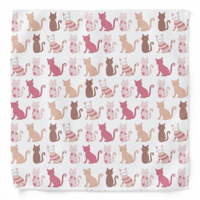 Pink Cat Lovers Pattern Bandana (Front)