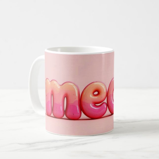 Pink Cat Meow Mug. Coffee Mug (Front Left)