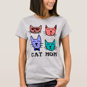 Pink CAT MOM t-shirts