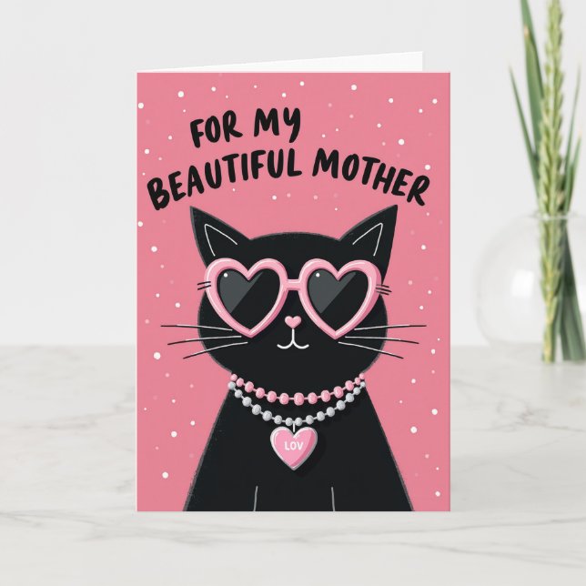 Pink Cat Mothers Day Love Card (Front)