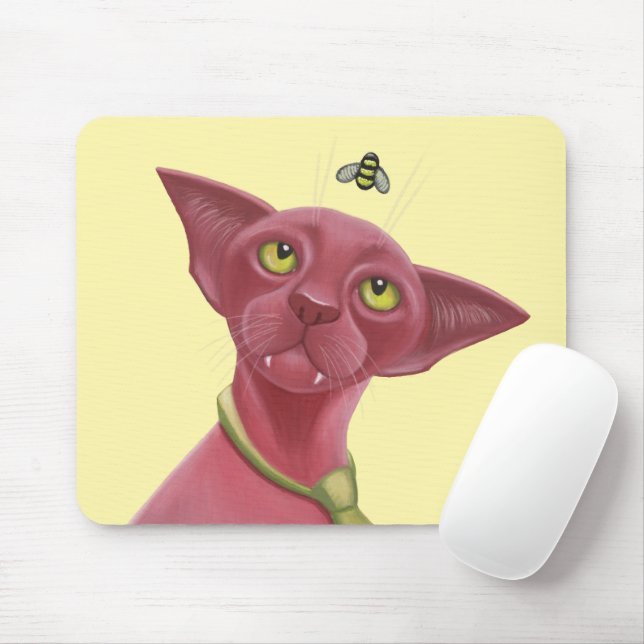 Pink Cat Mouse Pad (With Mouse)