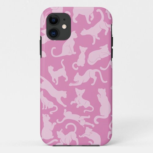 Pink Cat Pattern iPhone 11 Case