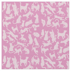 Pink Cat Pattern Fabric