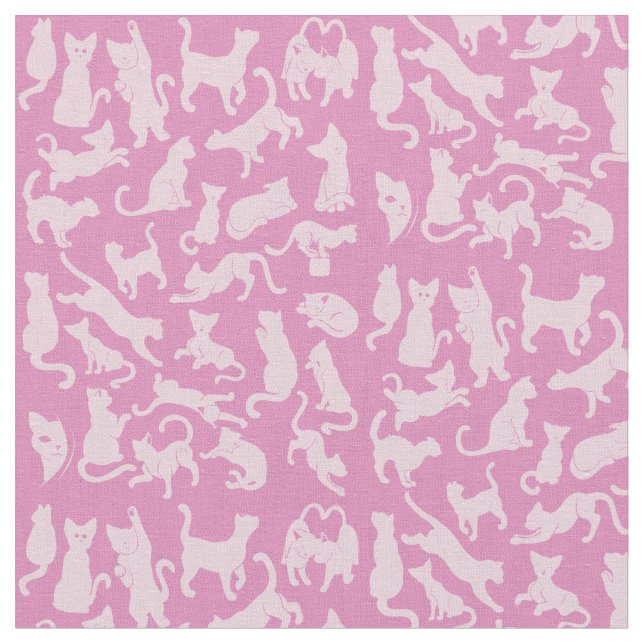 Pink Cat Pattern Fabric (Close Up)