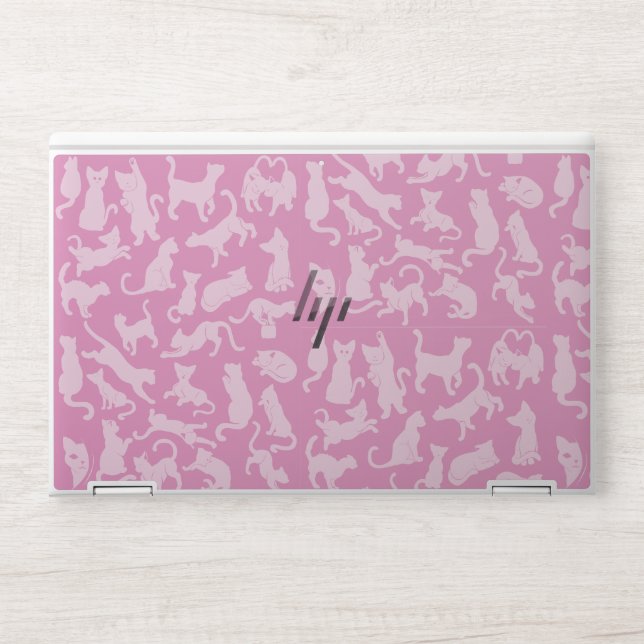 Pink Cat Pattern HP Laptop Skin (Front)