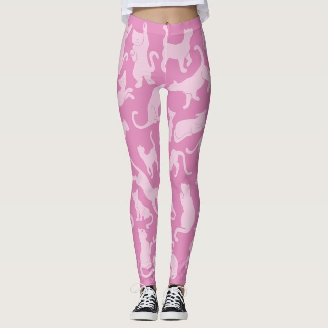 Pink Cat Pattern Leggings (Front)